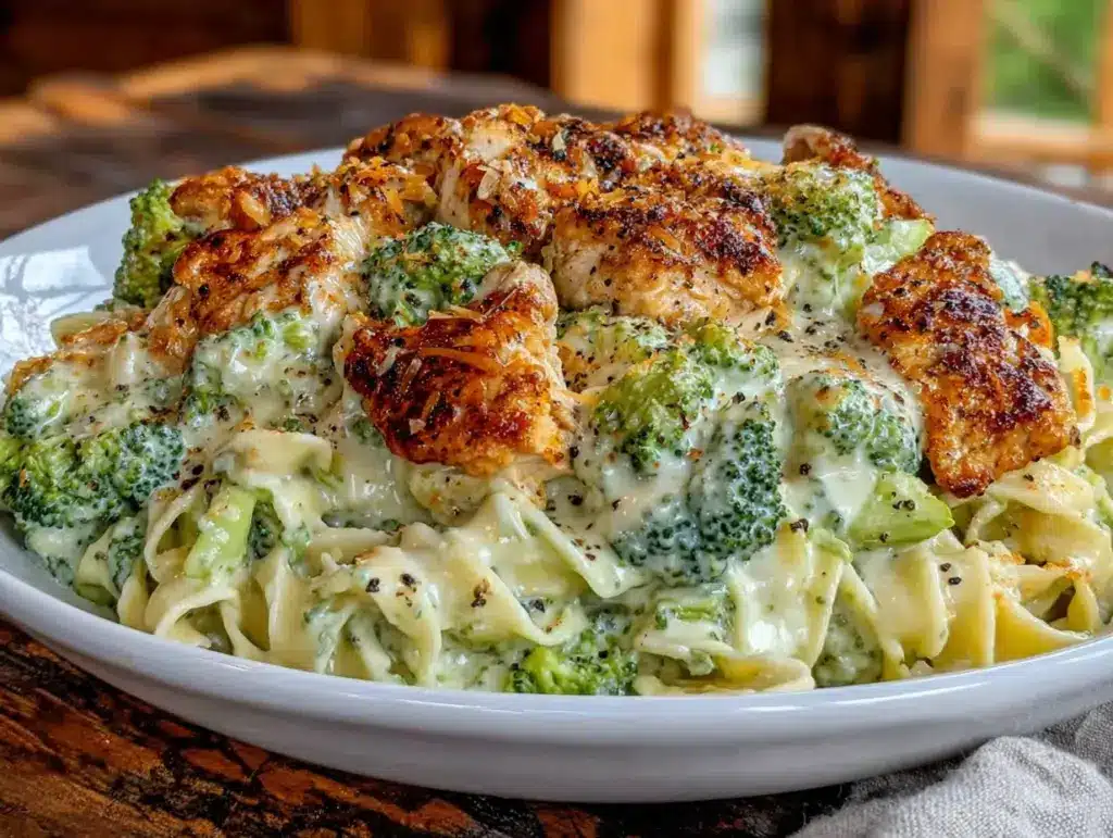 creamy one-pot chicken and broccoli alfredo - featured image