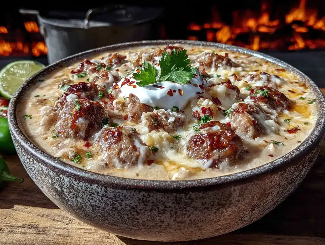 creamy one-pot white chicken chili with sausage preparation steps