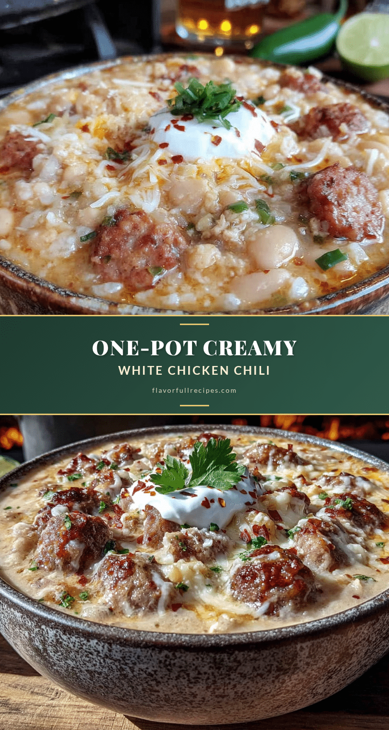 creamy one-pot white chicken chili with sausage recipe
