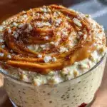 creamy overnight oats with chia and almond butter - featured image