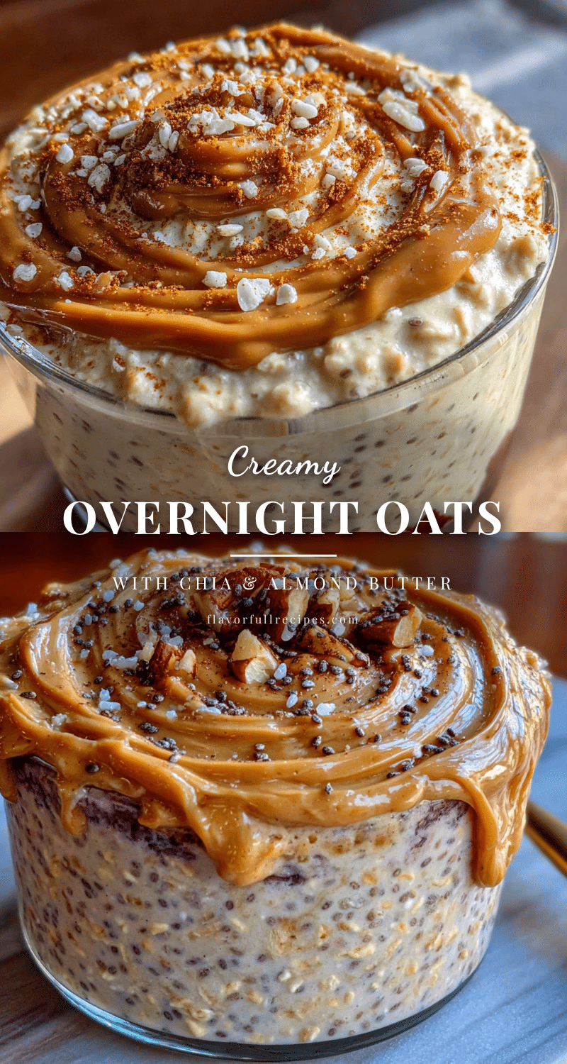 creamy overnight oats with chia and almond butter recipe
