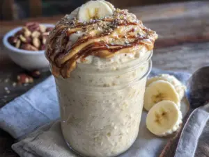 creamy overnight peanut butter banana oats - featured image