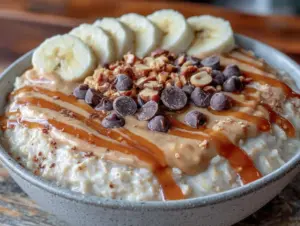 creamy overnight peanut butter protein oats - featured image