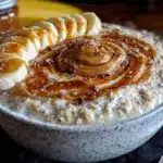 creamy peanut butter banana protein oats - featured image