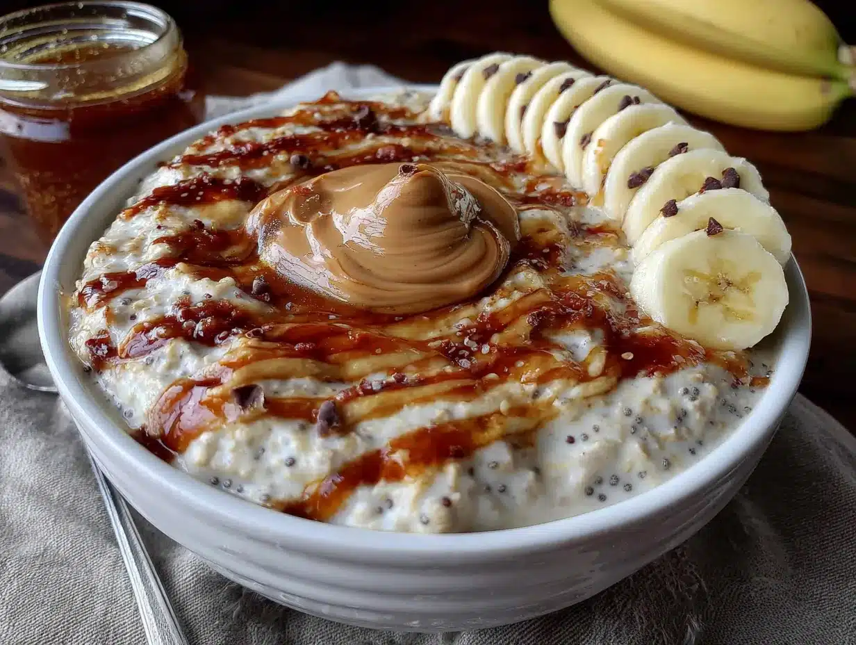 creamy peanut butter banana protein oats preparation steps