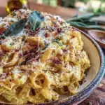 creamy pumpkin alfredo pasta with crispy sage - featured image