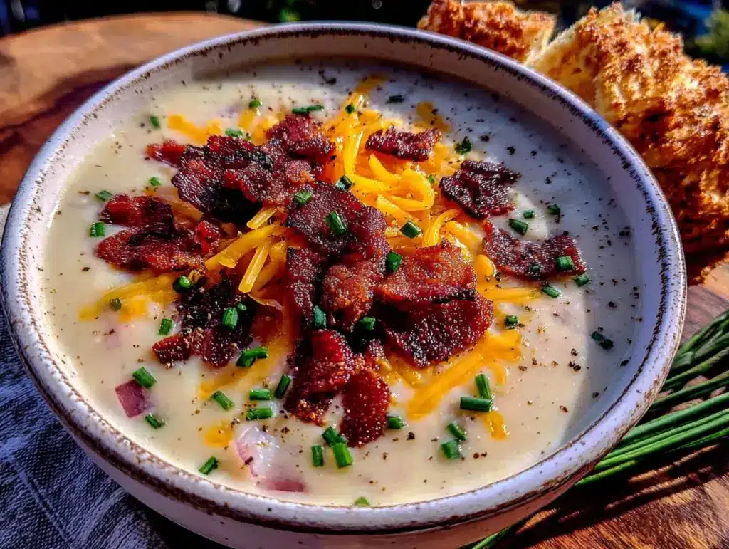 creamy slow cooker potato soup - featured image