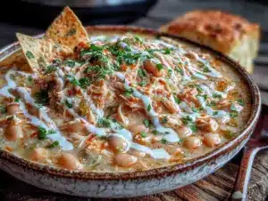 creamy slow cooker white chicken chili - featured image