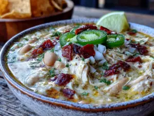 creamy smoky white chicken chili - featured image