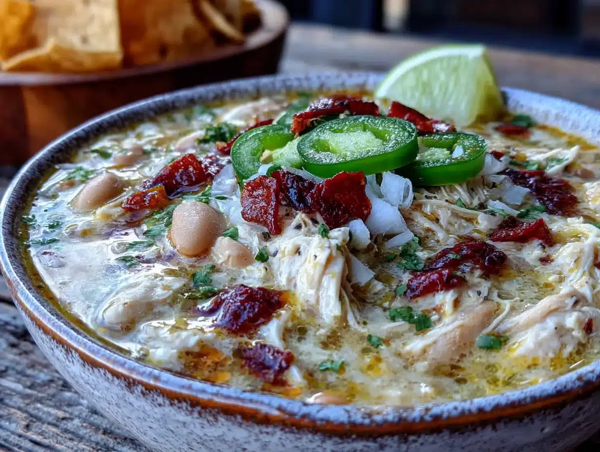 creamy smoky white chicken chili - featured image