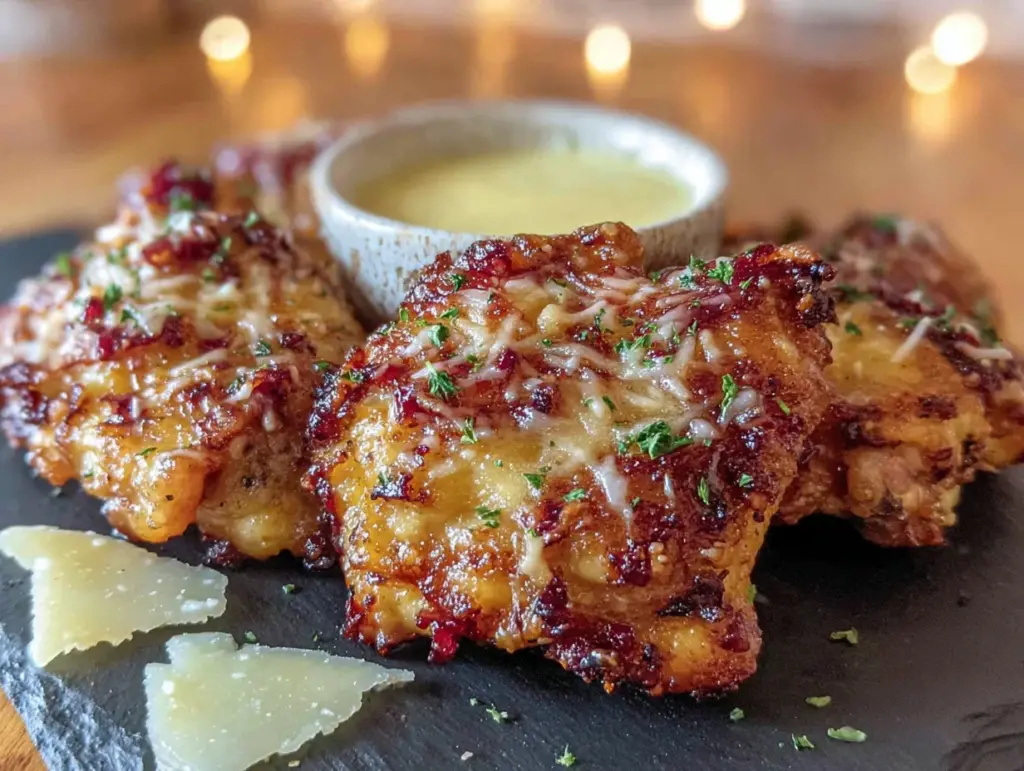 crispy air fryer garlic parmesan chicken thighs - featured image