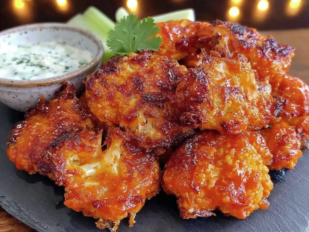 crispy baked buffalo cauliflower bites for tailgating preparation steps
