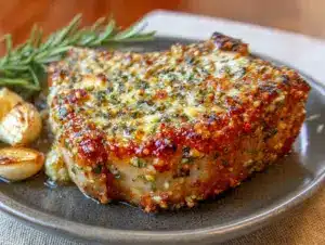 crispy baked parmesan crusted pork chops - featured image