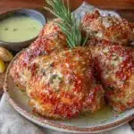 crispy garlic parmesan chicken thighs - featured image