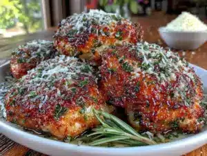 crispy garlic parmesan chicken thighs - featured image