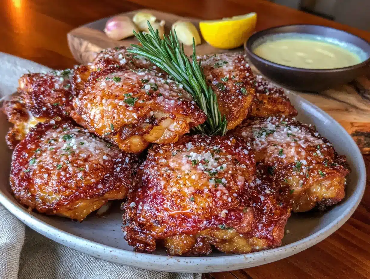 crispy garlic parmesan chicken thighs preparation steps