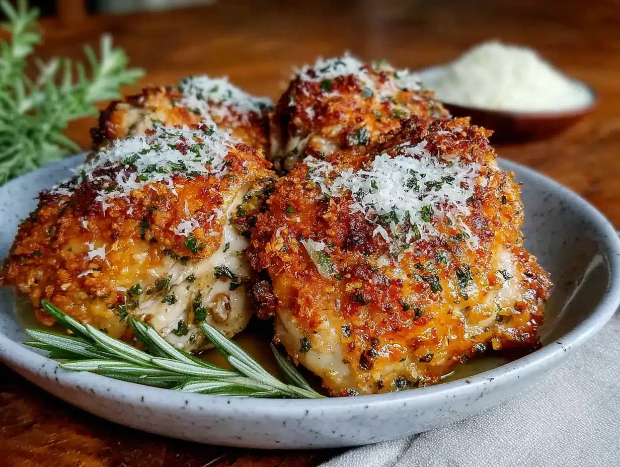 crispy garlic parmesan chicken thighs preparation steps