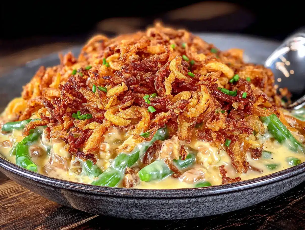 crispy green bean casserole - featured image