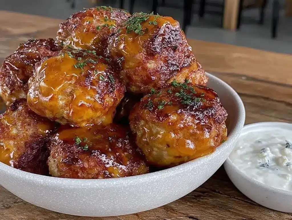 crockpot buffalo chicken meatballs - featured image