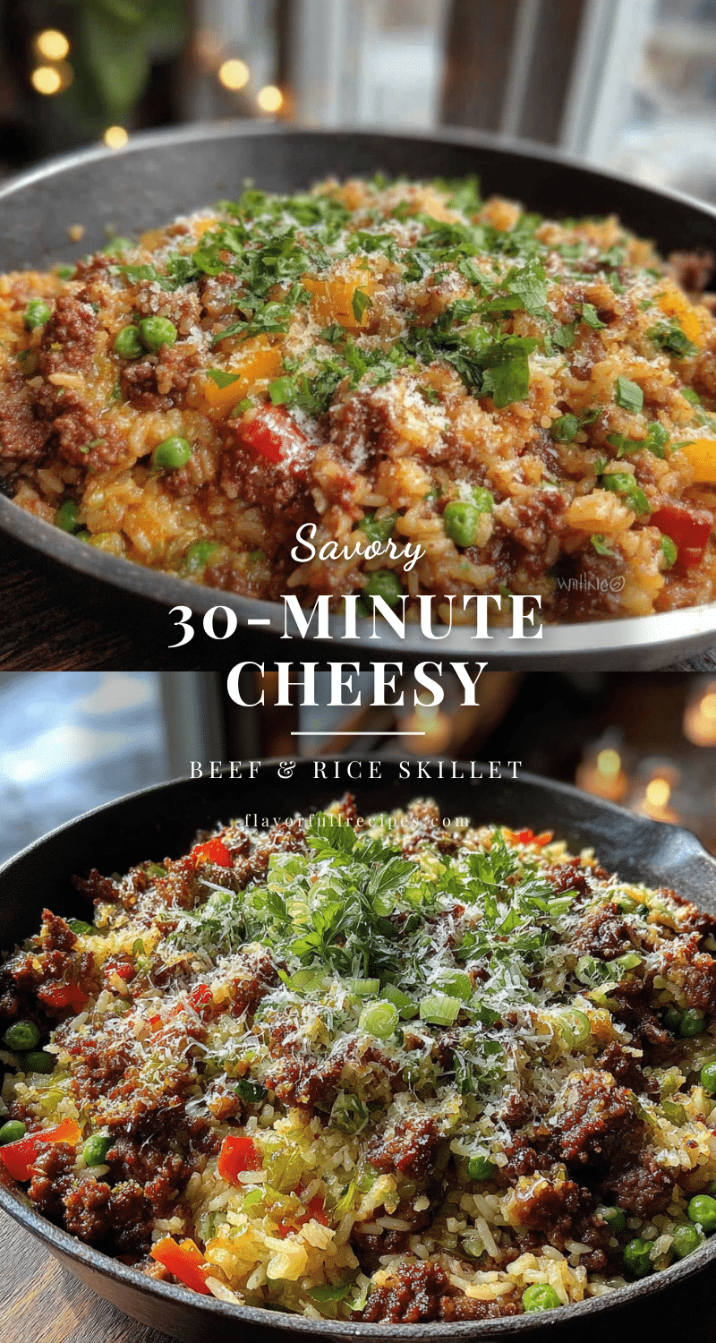 easy cheesy beef and rice skillet recipe
