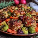 easy fall sheet pan chicken and vegetables - featured image