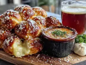 Easy Homemade Soft German Pretzel Bites with Beer Cheese Dip - featured image