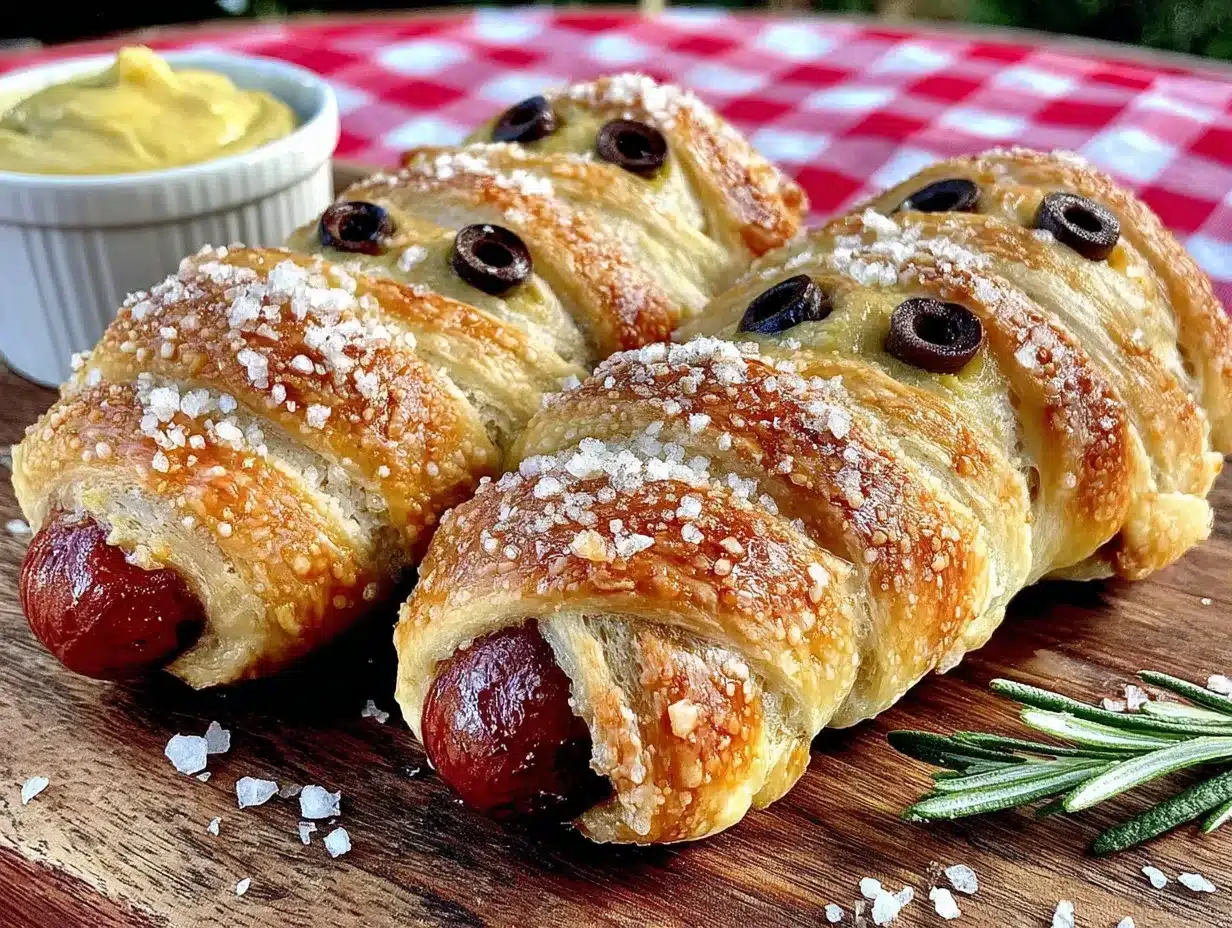 easy mummy pretzel dogs for halloween preparation steps