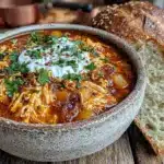 easy slow cooker chicken pumpkin chili - featured image