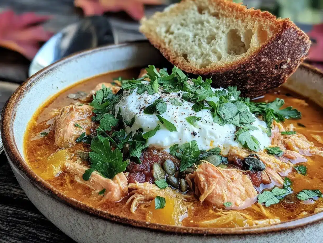 easy slow cooker chicken pumpkin chili preparation steps