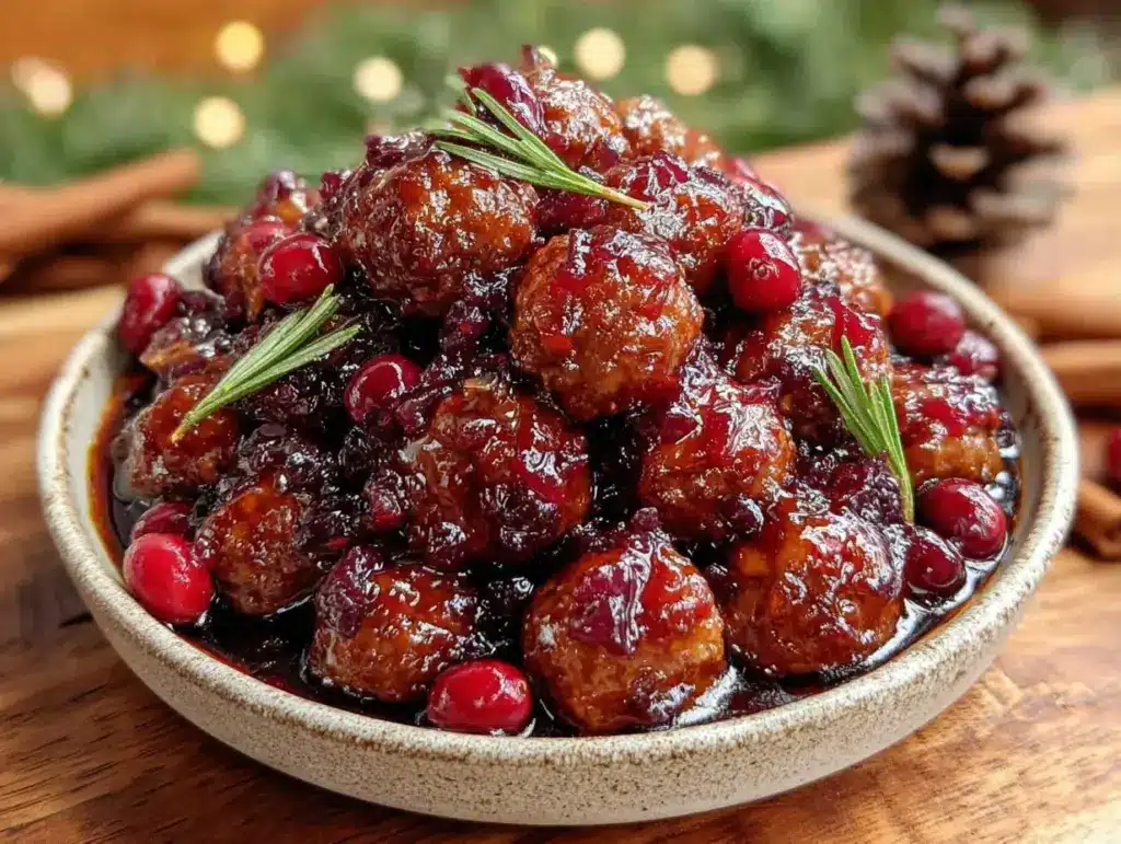 easy slow cooker cranberry meatballs - featured image