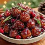 easy slow cooker cranberry meatballs - featured image