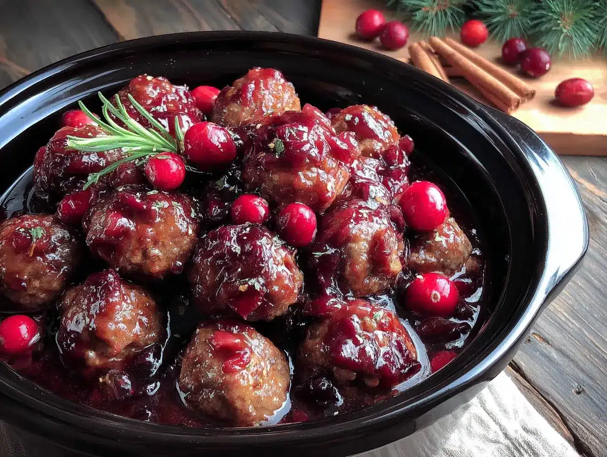 easy slow cooker cranberry meatballs preparation steps