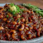 easy slow cooker honey garlic black-eyed peas - featured image