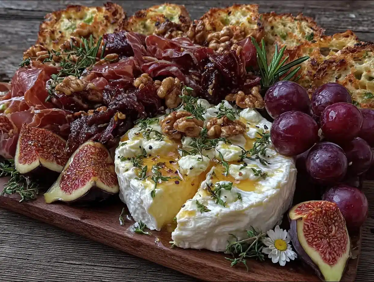 fall harvest charcuterie board with fig and goat cheese - featured image