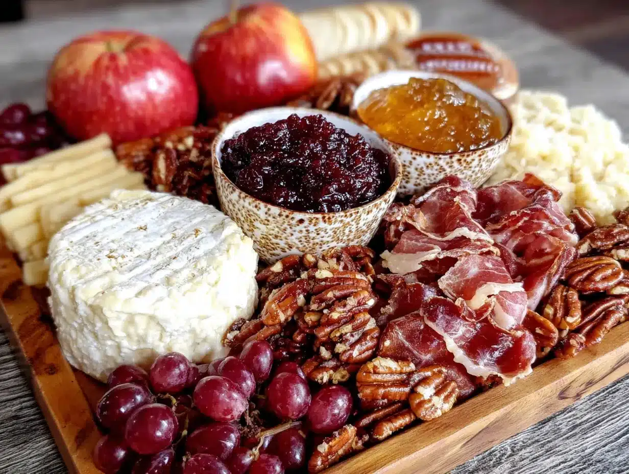 fall harvest charcuterie board with honeycrisp apples preparation steps