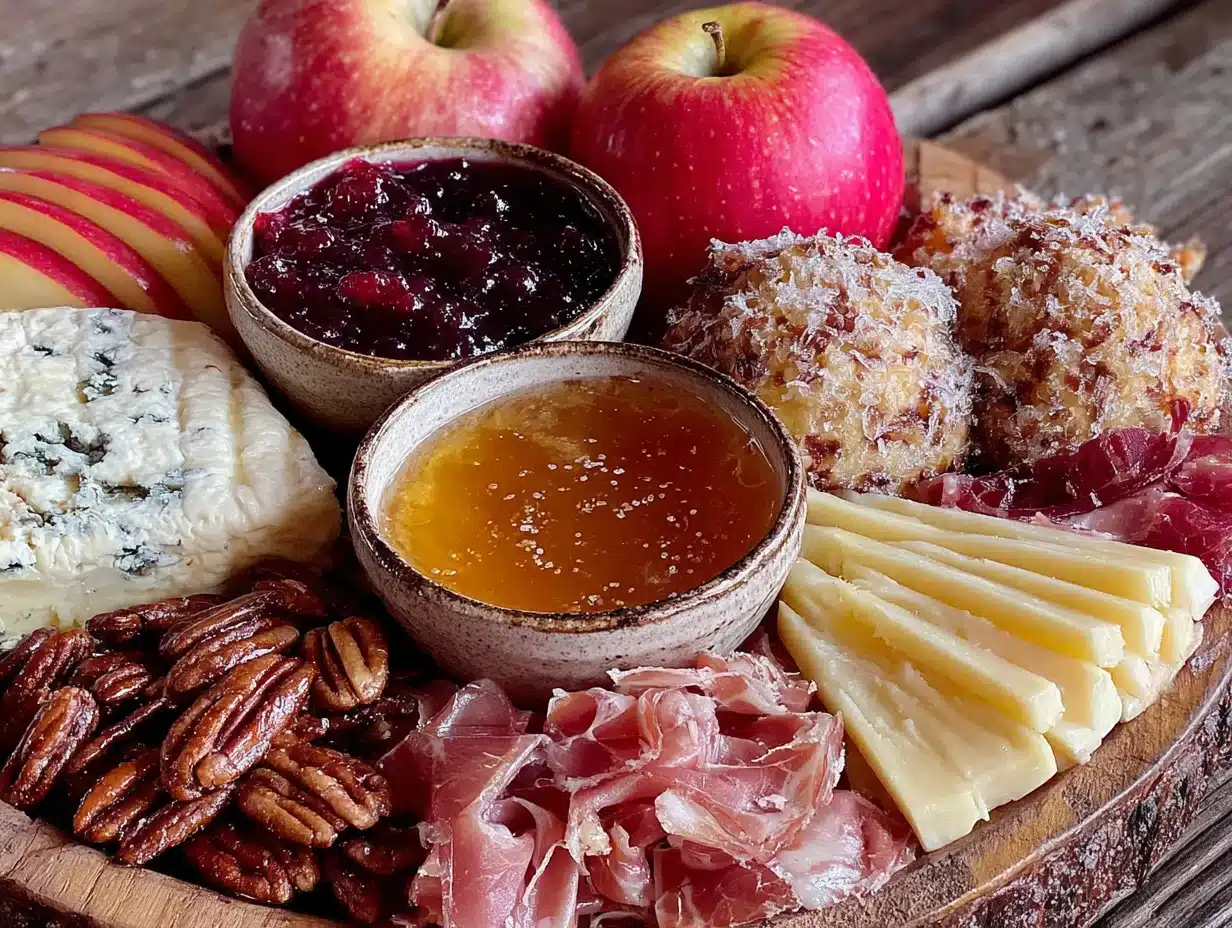 fall harvest charcuterie board with honeycrisp apples - featured image