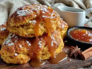 Fluffy Pumpkin Scones with Easy Maple Glaze - featured image