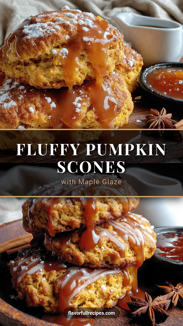 Fluffy Pumpkin Scones with Easy Maple Glaze recipe
