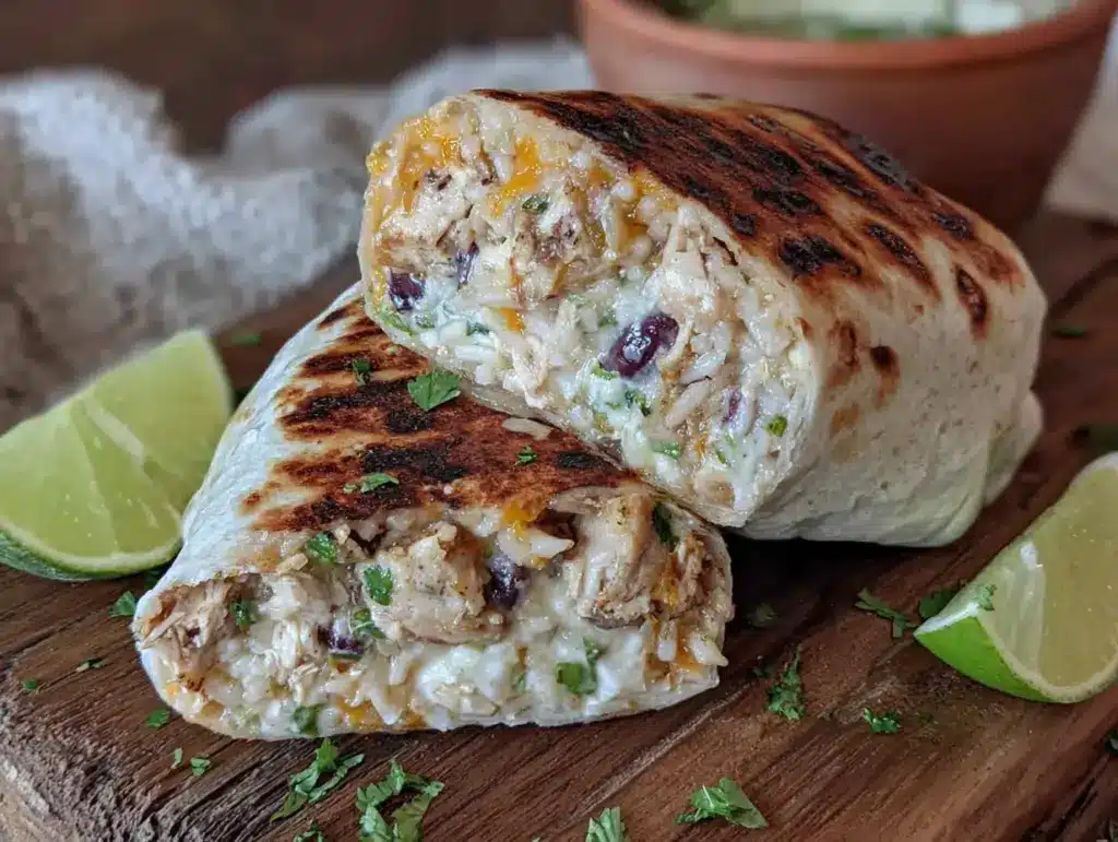 freezer chicken and rice burritos - featured image