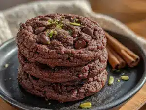 fudgy double chocolate pumpkin chip cookies - featured image