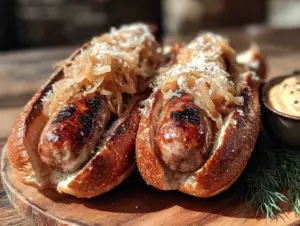 german beer brats with sauerkraut - featured image