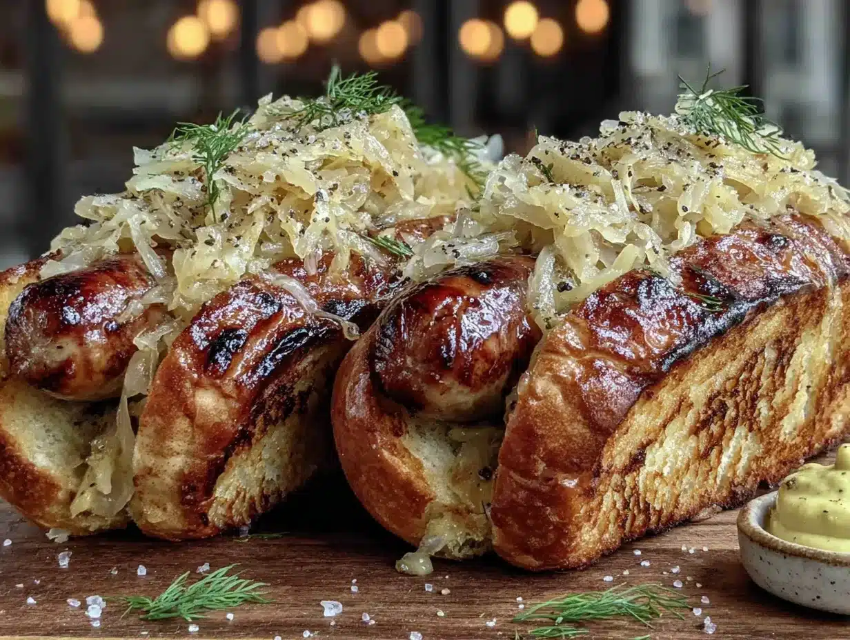german beer brats with sauerkraut preparation steps