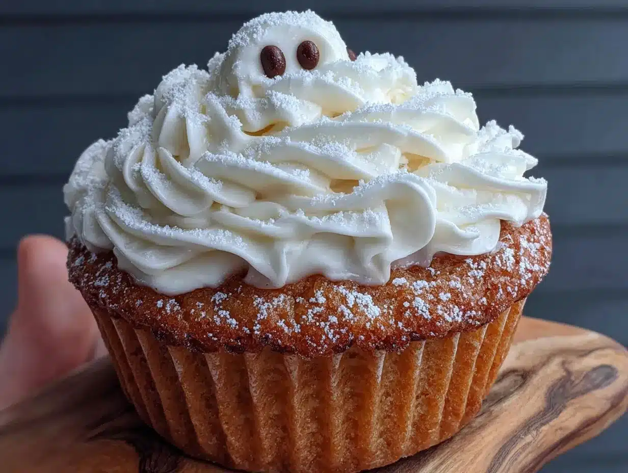 ghost cupcakes with cream cheese frosting preparation steps