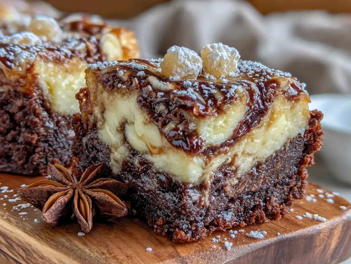 gingerbread cheesecake swirl brownies - featured image