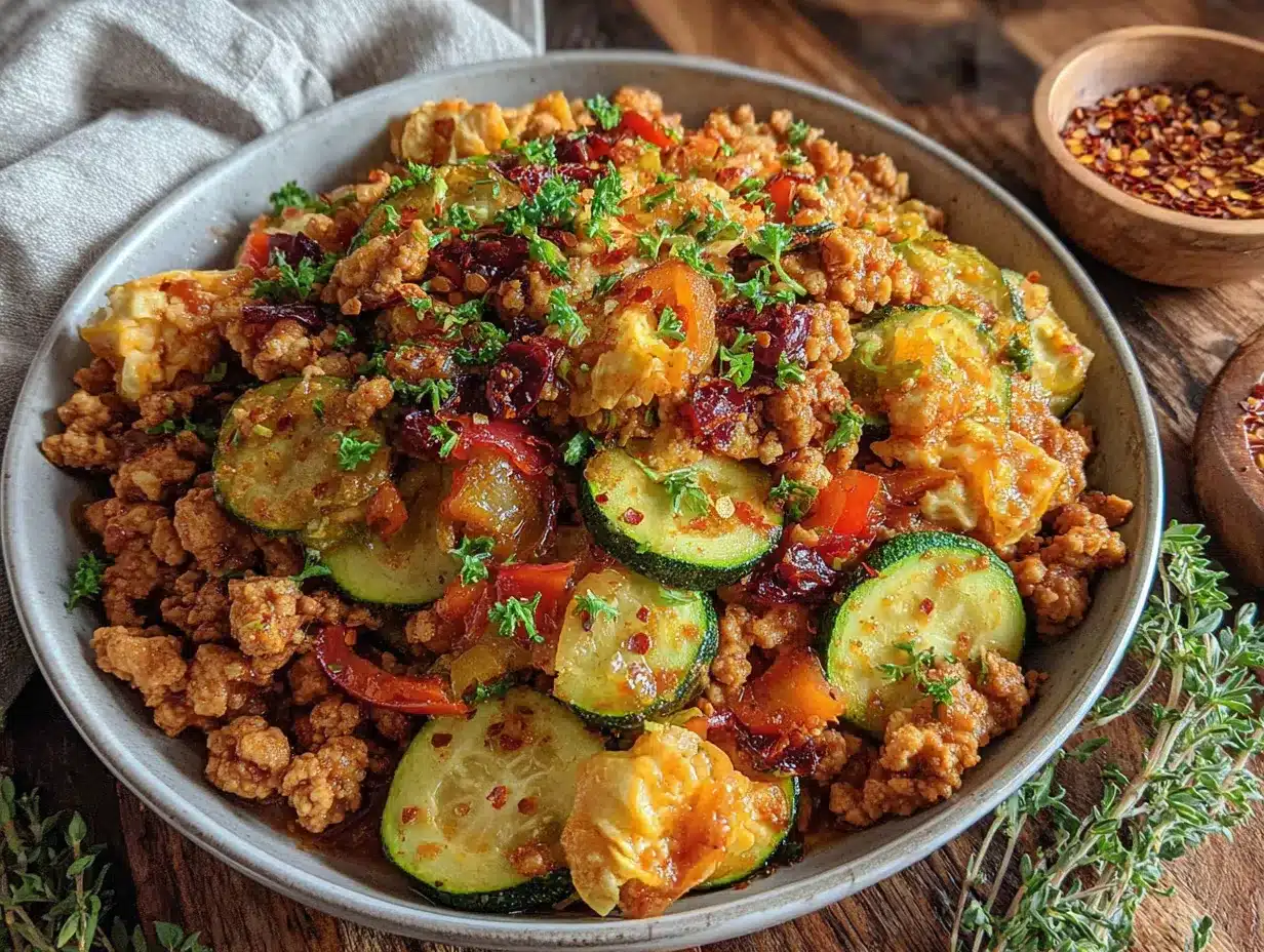 healthy ground turkey zucchini skillet preparation steps