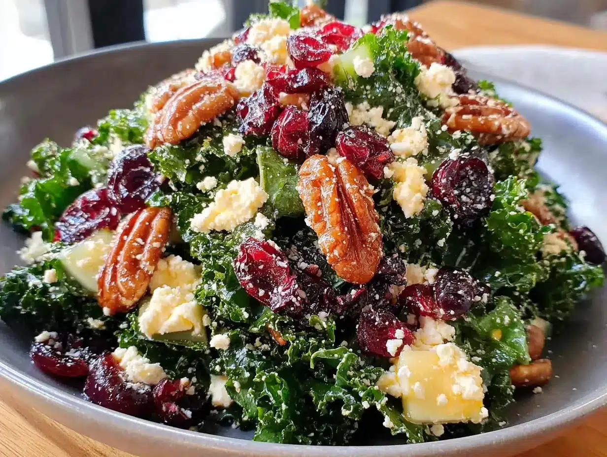 kale and apple salad preparation steps