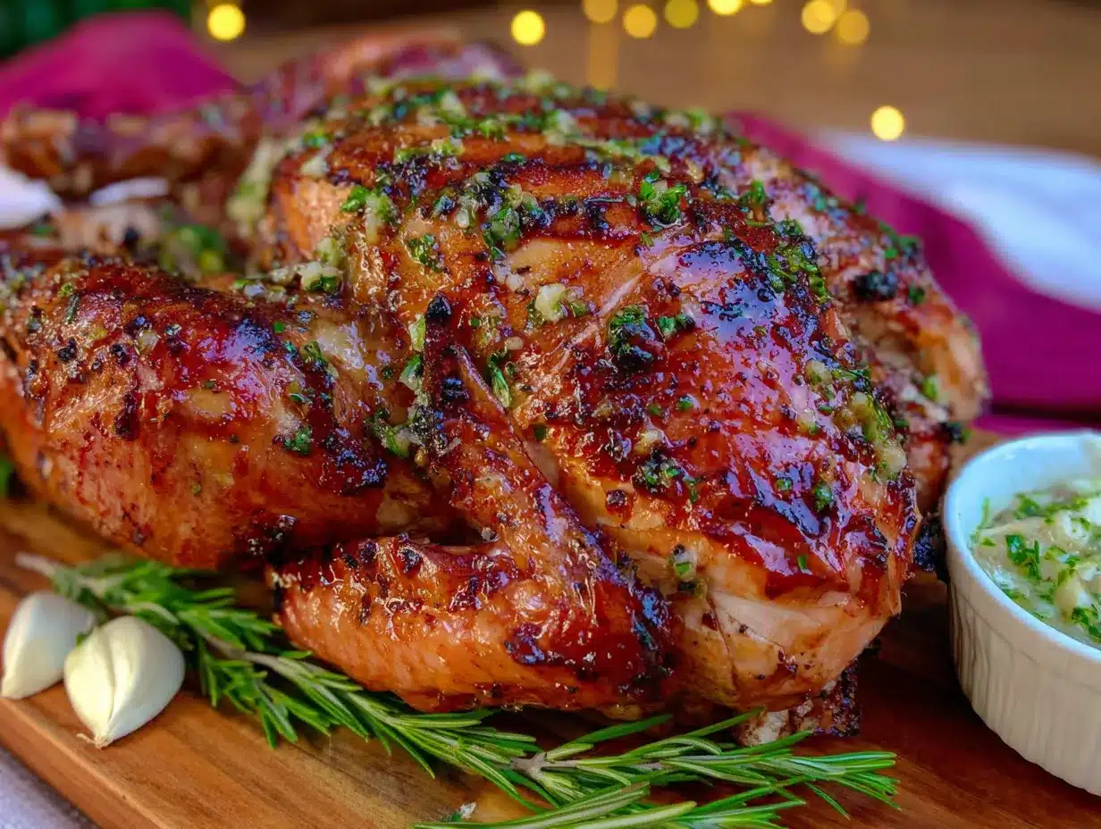 lighter garlic herb butter roasted turkey preparation steps