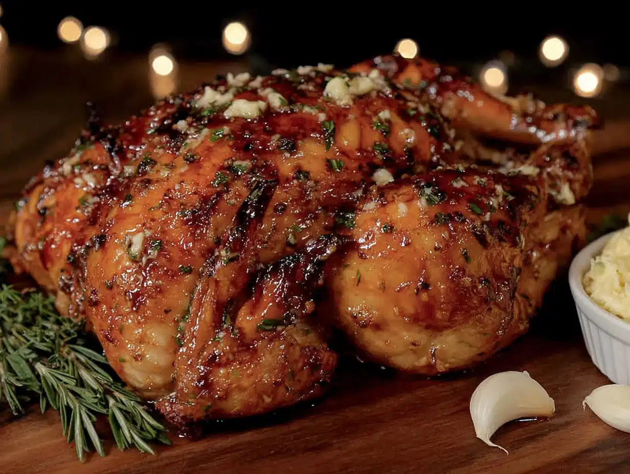 lighter garlic herb butter roasted turkey - featured image