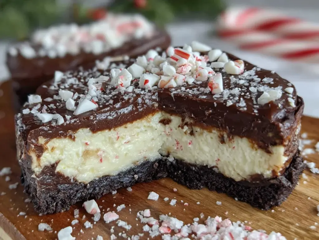 Lighter Peppermint Bark Cheesecake Bars - featured image