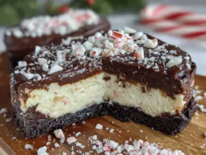 Lighter Peppermint Bark Cheesecake Bars - featured image